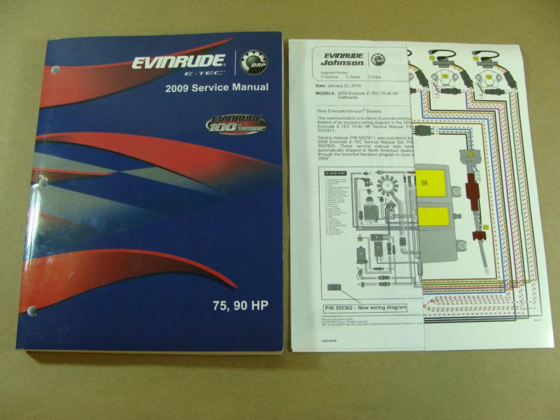 New 2009 brp / omc / evinrude se e-tec 75 90 hp service manual part # 5007811