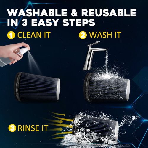 Car Air Intake Cone Filter Replacement Dry Air Filter Blue Short 6" Universal, US $23.99, image 4