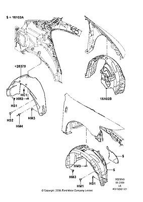 8a5z16102a ford shield - splash - wheelhouse