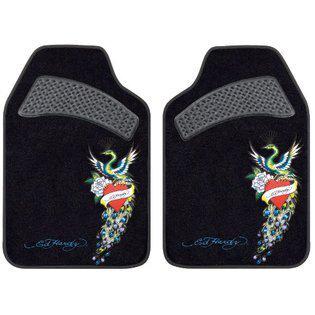 New 2pc set ed hardy peacock car truck carpet floor mats