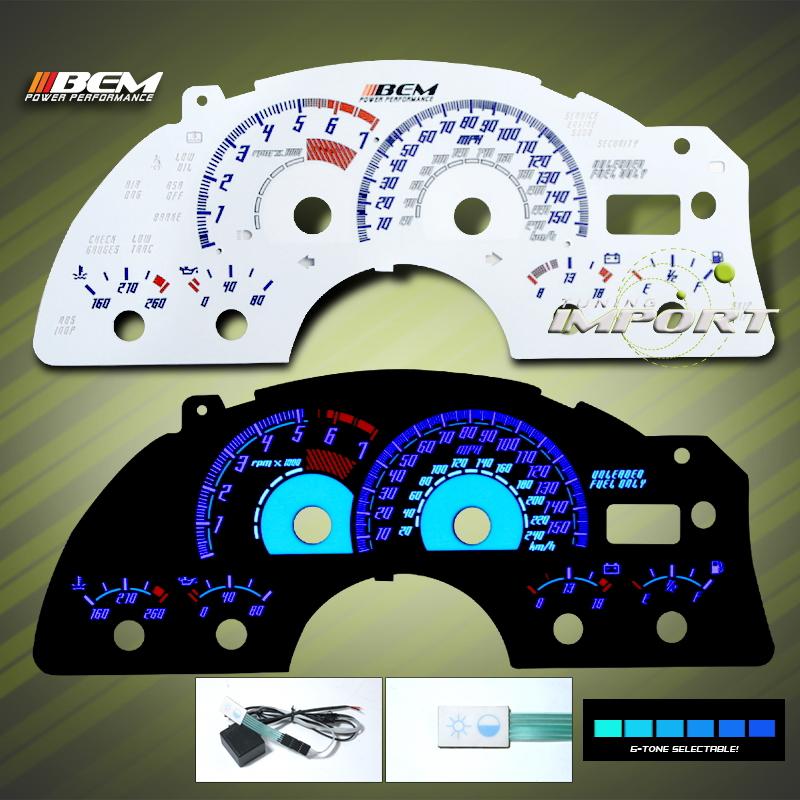Bem 6-variation indigo led glow gauges chevy camaro tach replacement