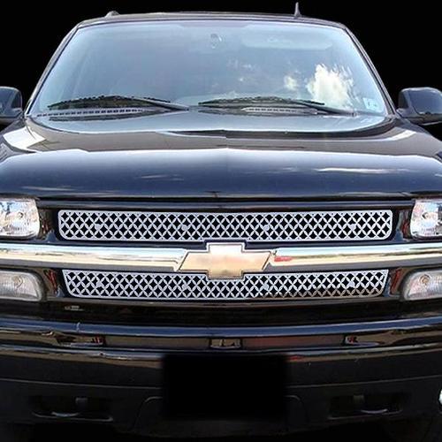 Chevy silverado ld 01-02 diamond mesh polished stainless truck grill add-on