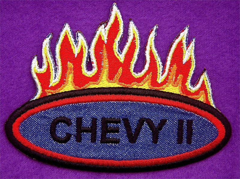 Chevrolet chevy ii  flames embroidered  iron on patch 