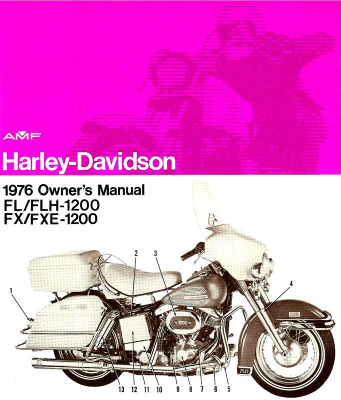 1976 harley-davidson fl-flh-fx-fxe owners manual -fl-flh-fx-fxe-1200