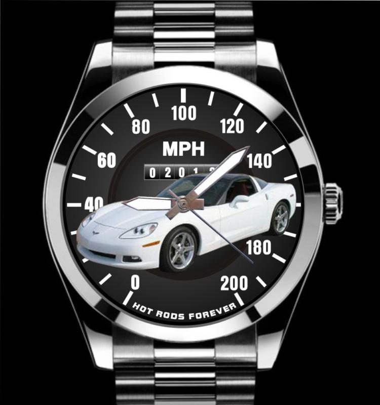 White vette 2008 2009 2010 2011 2012 c6 coupe speedometer meter auto art watch