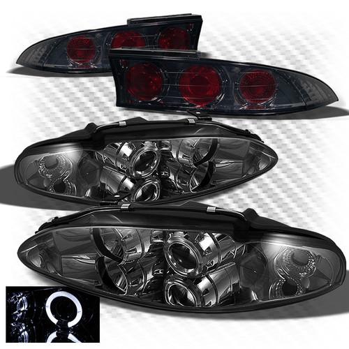 95-96 eclipse smoked halo projector headlights + altezza style tail lights combo