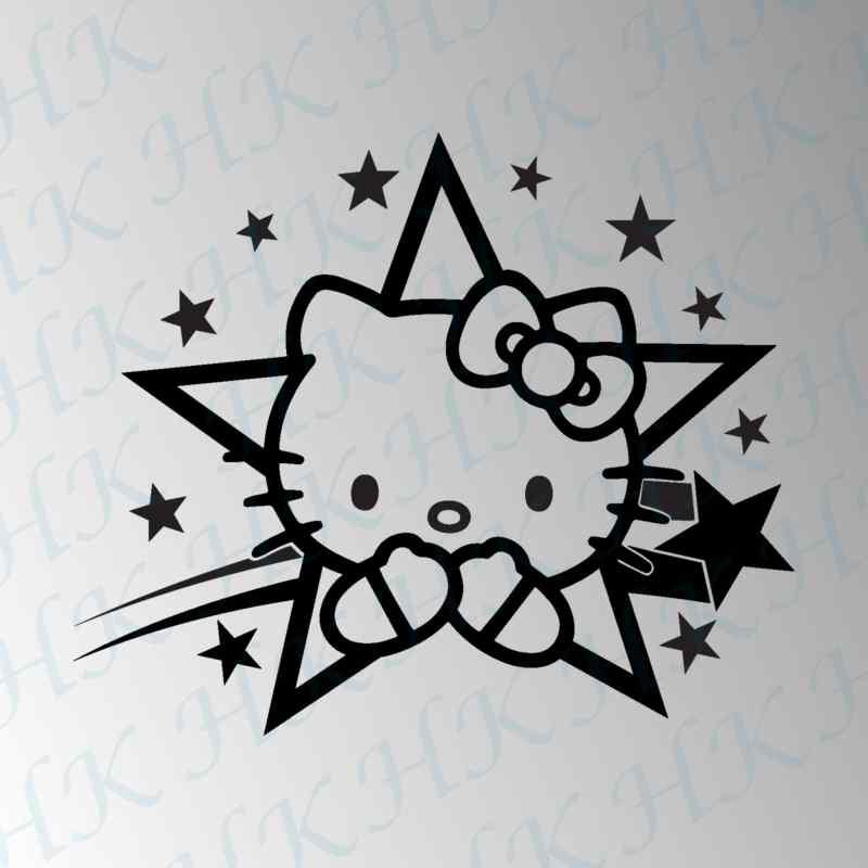 2x hello kitty shooting star (custom) sticker decal 6" black