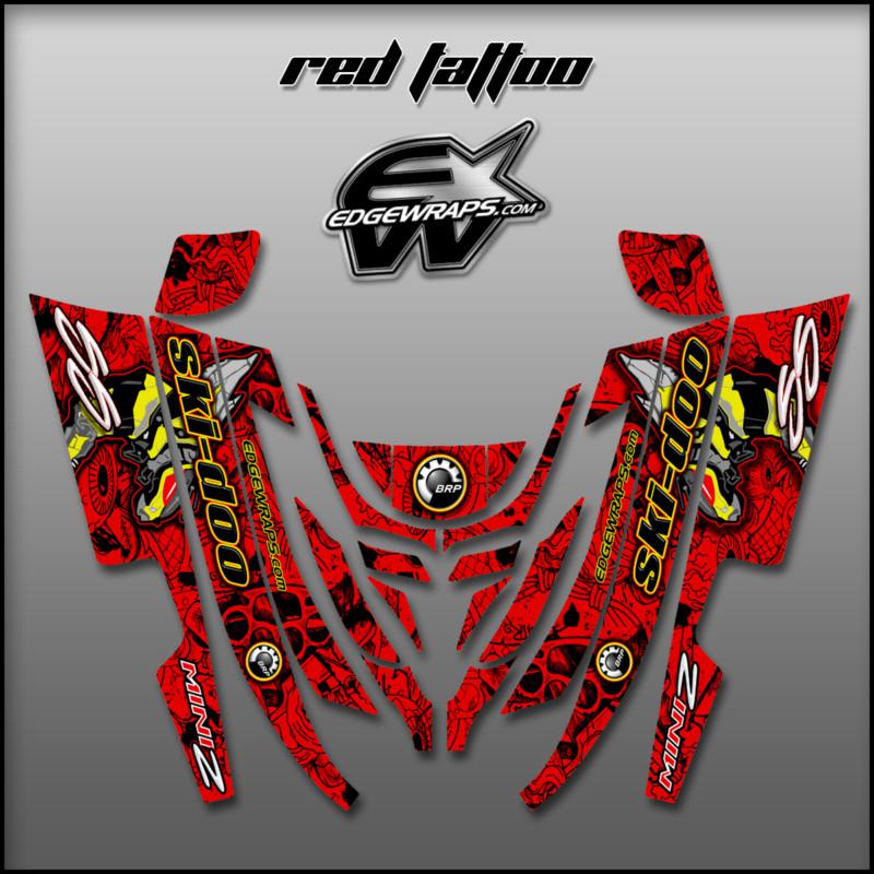 Ski doo mini z, 98-02 custom graphics kit -  red tattoo