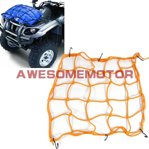 New motorcycle bungee helmet mesh web cargo hold down net kits orange 6 hooks
