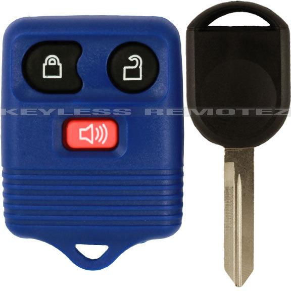 New blue ford keyless remote + uncut transponder ignition chipped key