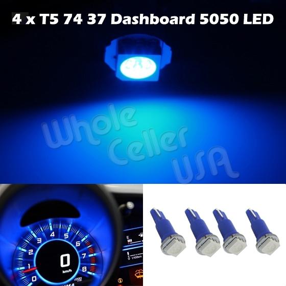 4x blue led bulbs t5 70 73 74 for instrument dashboard gauge speedo light