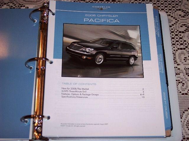 2008 chrysler pacifica dealer sales only product knowledge literature brochure!