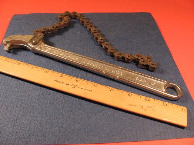 Ss58 craftsman vintage 12" chain pipe wrench 4" capacity #9-55713