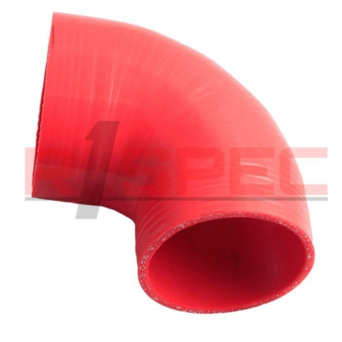 Universal 3 ply 3.5'' to 4.0'' 90 degree elbow red reducer silicone hose coupler