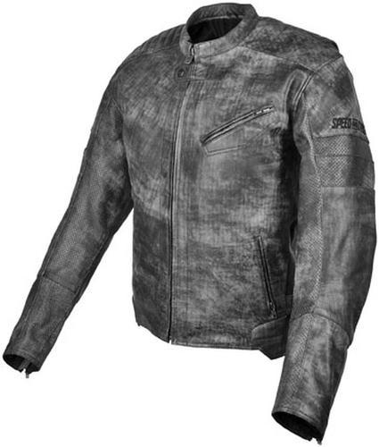 New speed & strength speed shop adult leather jacket, black, xl