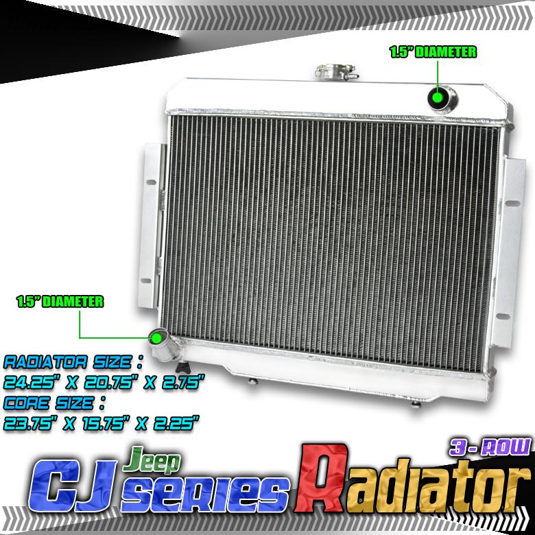 72-86 jeep cj cj5/cj6/cj7 3.8-5.0l 3-row/core full aluminum racing radiator mt