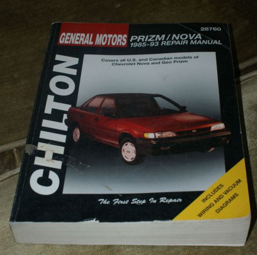 Chilton gm prizm/nova 1985-93 repair manual