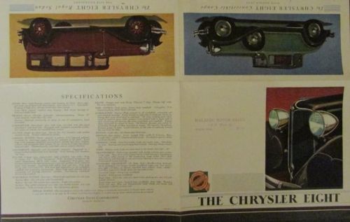 1931 chrysler eight original sales brochure coupe sedan roadster