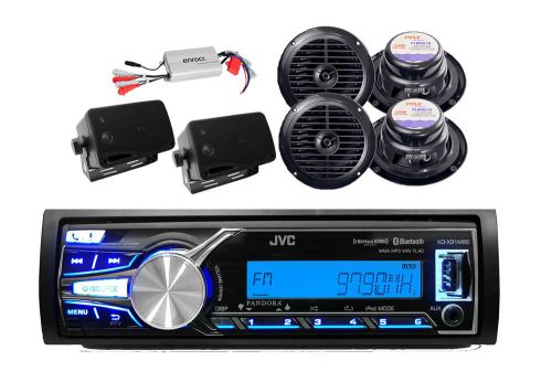 Marine kd-x31mbs bluetooth mp3 aux ipod input radio, 800w amp, 6 black speakers