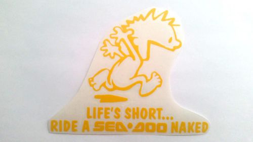 Seadoo naked decal jetski xp pwc jet boat challenger speedster trailer yellow