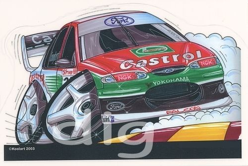 Cartoon ford falcon racer nascar shell castrol vinyl sticker toolbox decal