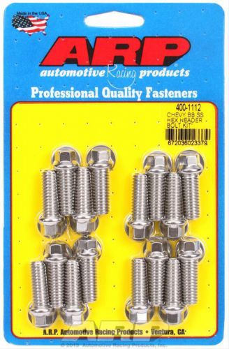 Arp header bolts hex head 3/8&#034; wrench stainless 3/8&#034;-16 1.000&#034; u.h.l. setof16