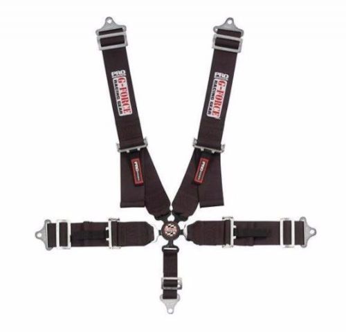 G-force 7000bk black fia rated 5-point pull-down camlock shoulder harness black