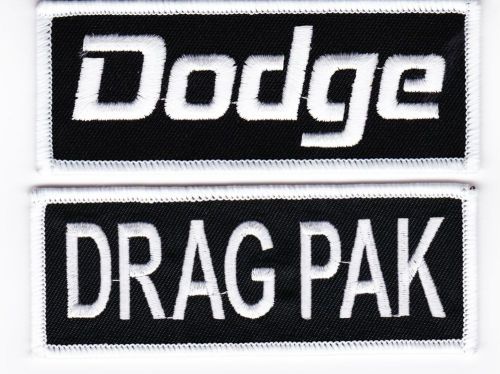 Black white dodge drag pak sew/iron on patch embroidered hemi mopar car