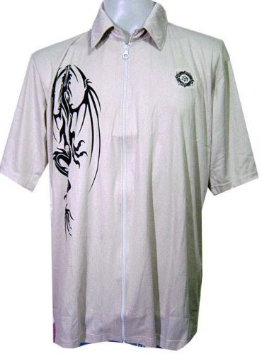 Rare punk rock tribal dragon tattoo biker cotton rock cream shirt men's sz xl