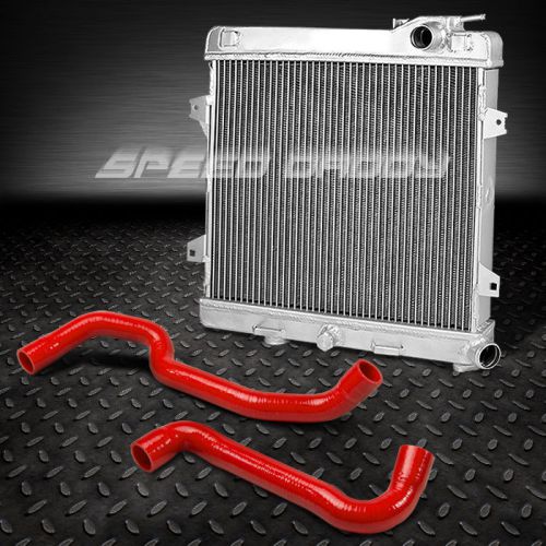 2-core full aluminum racing radiator+3-ply red silicone hose 88-91 bmw e30 m3