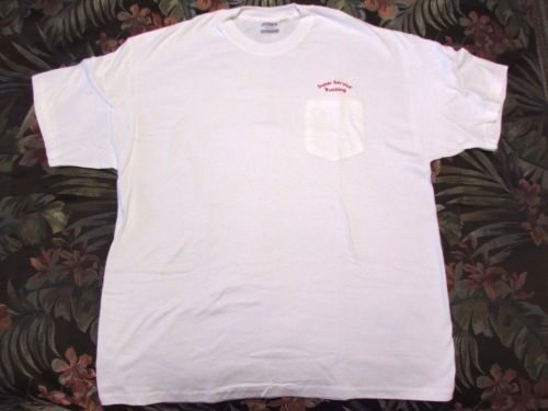 White t shirt w/ pocket xl cotton super service trucking hanes beefy a10-10