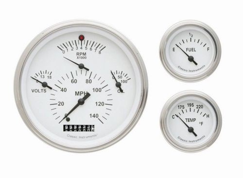 Classic instruments te01wglf 3 gauge set 140 mph / 6k rpm / e-f / 100psi / 280f