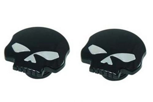 Black finish skull gas cap set vented and non vented sides for hd bt st 1986-99