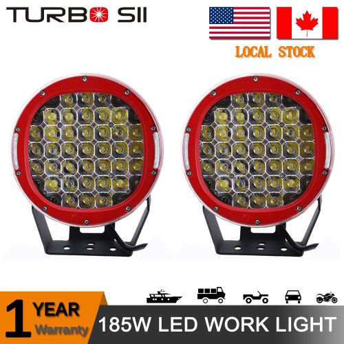 2x 9" inch round spot cree led work light offroad jeep driving drl lamp 4x4 185w