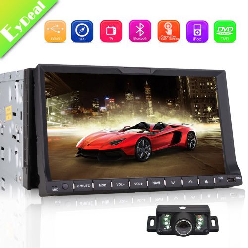 7" hd touch screen double 2 din car gps stereo dvd player bluetooth radio+camera