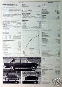 Vintage 1967 fiat 124 sedan test data sheet
