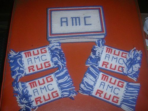 Amc american motors novelty coaster set &#034;mug rug&#034;