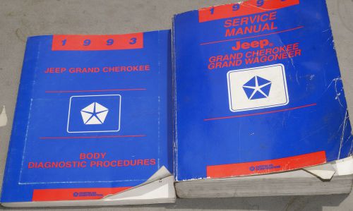 1993 jeep grand cherokee wagoneer oem service shop manual + body diagnostic book