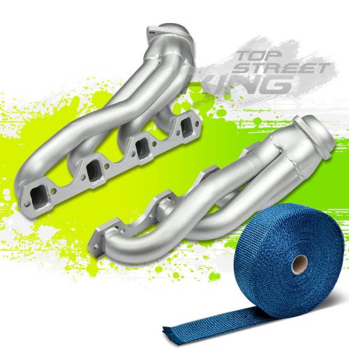 Ceramic coated exhaust header 4-1 for 79-93 ford mustang 5.0 v8+blue heat wrap