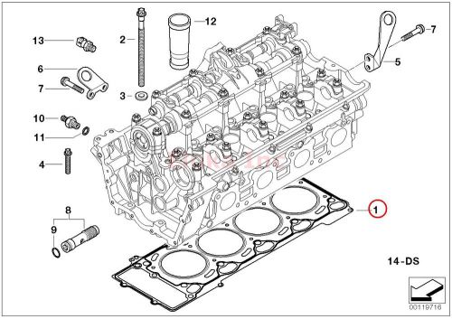 Bmw genuine head gasket - +0.3 mm (1.05 mm) left right e53 e60 e60n e63 e63n e6