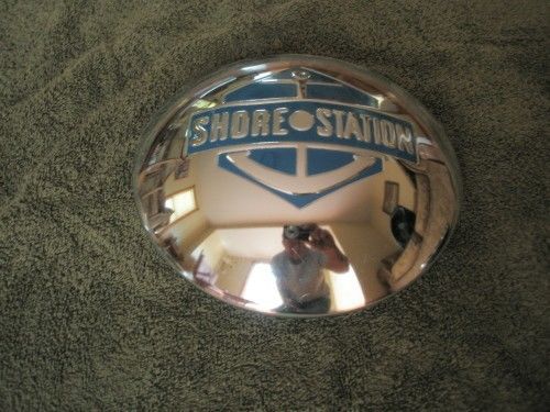 Shore station boat trailer / camper hubcap 8 3/8" o.d. chrome