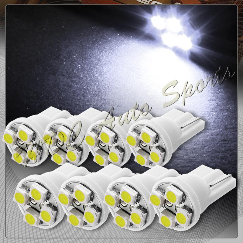 8x 4 smd t10 194 12v interior instrument panel gauge replacement bulbs - white