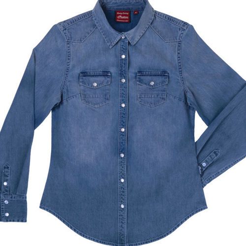 Indian motorcycle womens small blue denim shirt