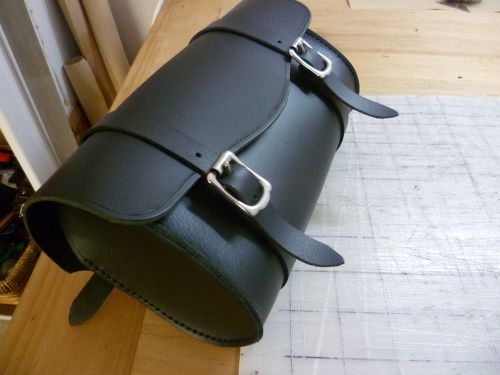 Motorcycle front forks vintage style handmade leather tool bag australian made.