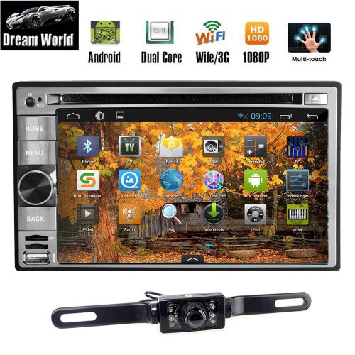 In-dash android 4.4 os 2 din car dvd stereo gps navi wifi bt ipod radio + camera