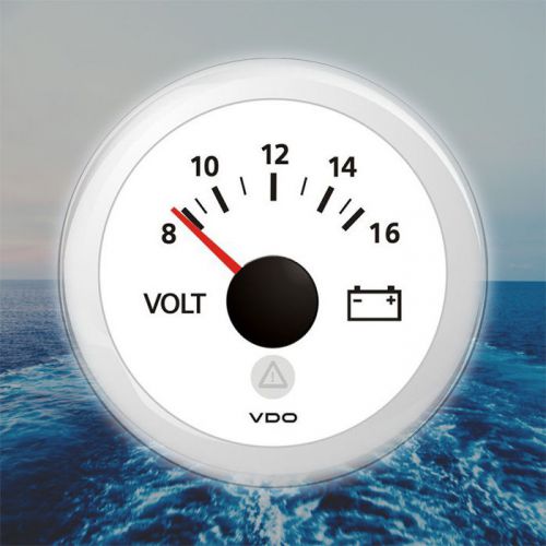 Vdo viewline voltmeter marine boat gauge 52mm 2&#034; white 12v a2c59512546