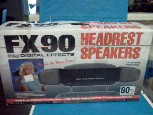 2 vintage kraco fx90 headrest speakers -- new in box car 80 watts per pair