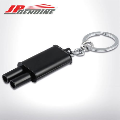 Oval dual tip muffler catback exhaust black jdm metal key chain keychain ring