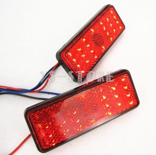 2 motorcycle bike atv truck red 24 led rectangle reflector tail brake light lamp