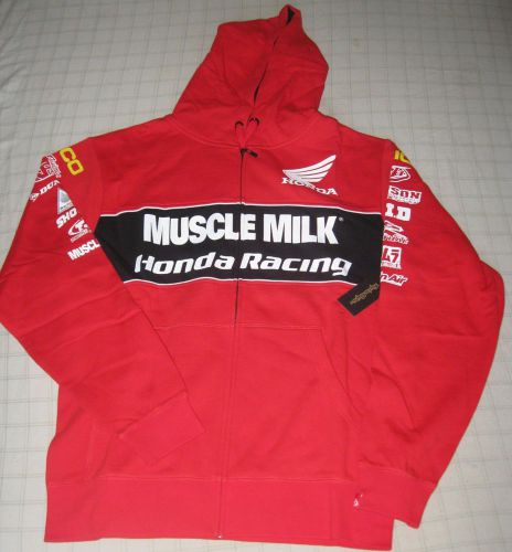 New '12 muscle milk honda racing troy lee designs fleece hoodie large motocross